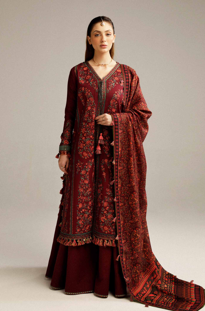 Hussain Rehar - 3PC Unstitched Dhanak Embroidered Suit