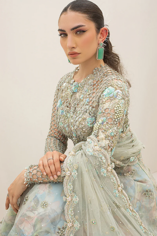 Qalamkar Wedding Festive Net Embroidered Unstitched Collection C-01 ZERLIN