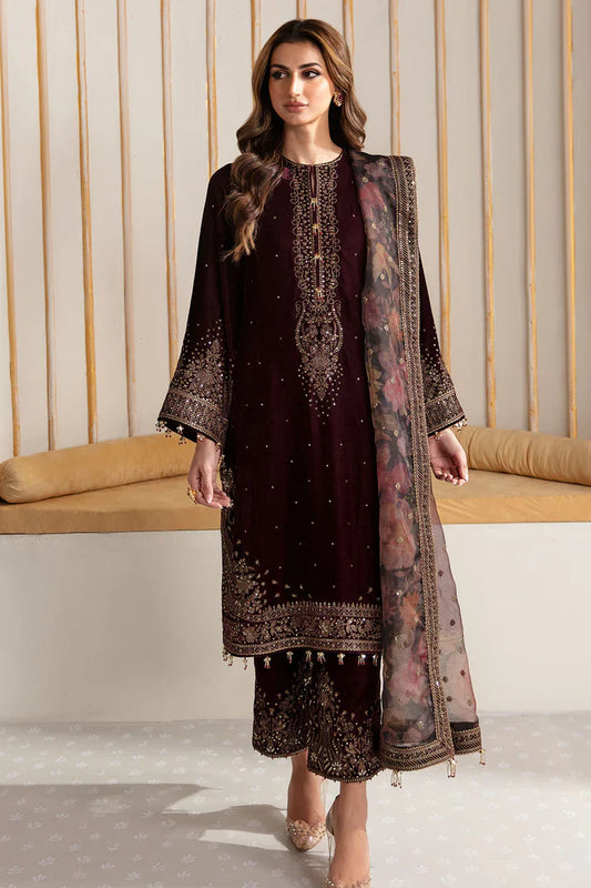 Jazmin Embroidered Velvet Formal 3 Pieces Unstitched JZ-VF-2012 Luxury Collection