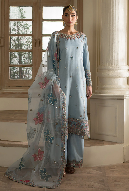 Suave by Emaan Adeel Hand Embroidered Organza Unstitched 3Pc Suit - Esra