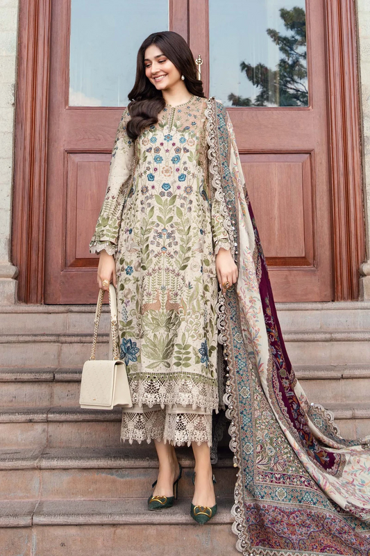 Maria.B Summer Luxe Lawn 3 Piece Unstitched Embroidered Suit DL-1211