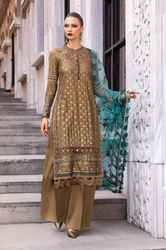 Maria.B Unstitched Embroidered 3 Pieces Cotton Satin Suit CST-808