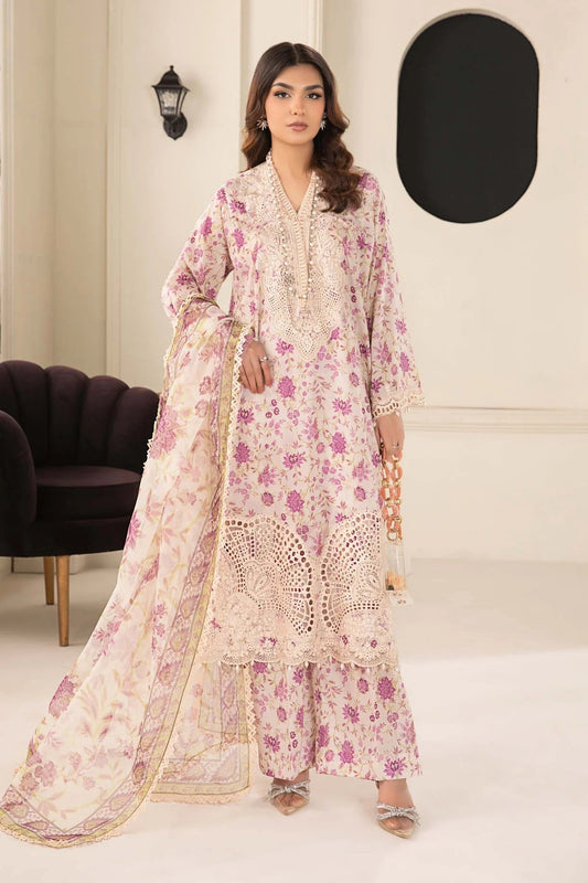 Maria.B Luxury Eid Lawn Embroidered Unstitched 3 Piece DW-EF24-108