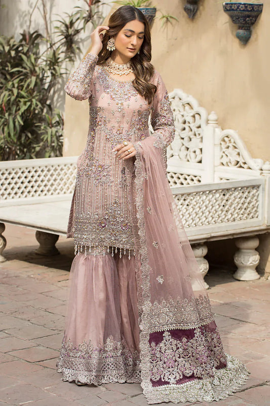 Imrozia Peach Gharara Collection Net Replica