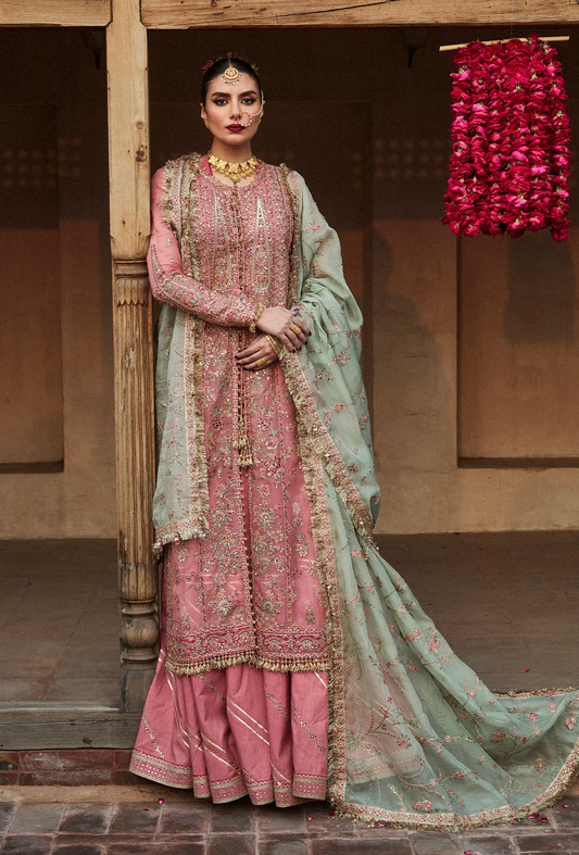 Hussain Rehar Embroidered Organza Suit Unstitched 3 Pc Aadoo - Formal Collection