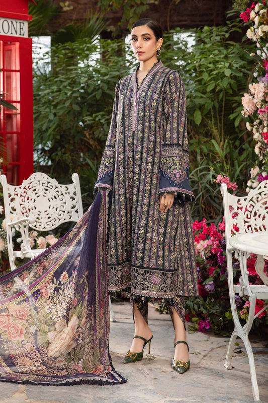 Maria.B MPRINTS 3 Piece Unstitched Luxury Lawn Suit MPT-2107-B