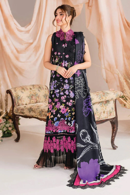 Asifa Nabeel Luxury Lawn Embroidered Unstitched 3 Piece Nocturne-MW-10 Meraki