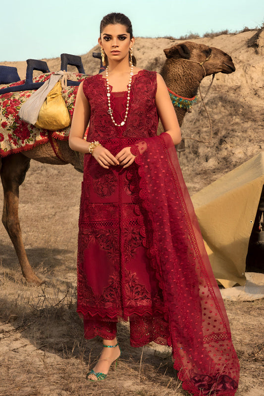 Saira Shakira Luxury Lawn Embroidered Collection D-8 Rouge