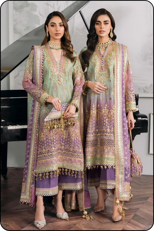 Baroque Chantelle Embroidered Luxury Chiffon Unstitched 3Pc Suit EC-08