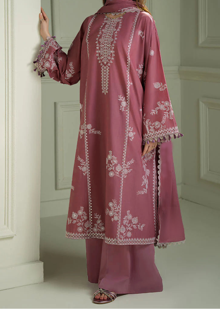 Embroidered 3pc Marina Dress With Embroidered Chiffon Dupatta.