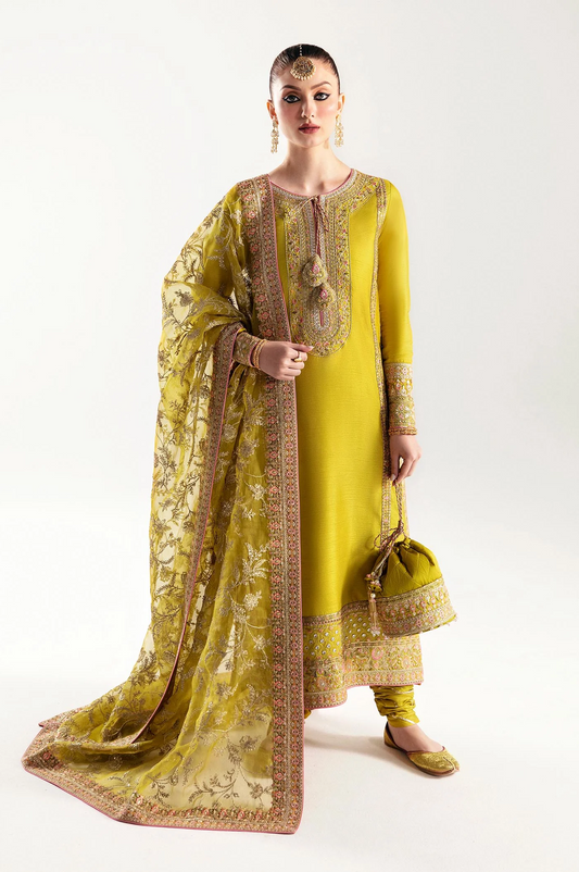 Kanwal Malik Luxury Raw Silk Hand Made Wedding Collection MAHPARA 03 Yellow