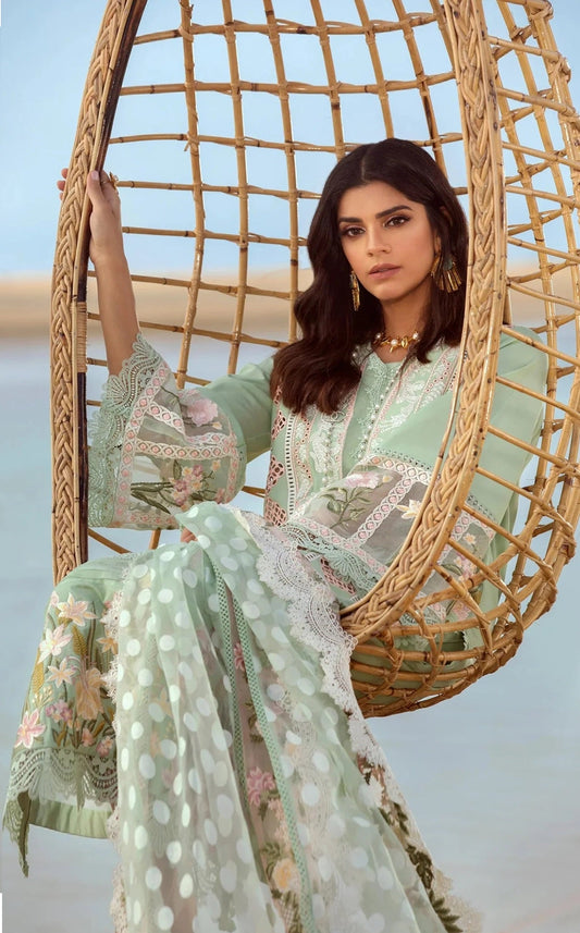 Crimson Luxury Lawn Embroidered 3 Piece Unstitched Serendipity - 5B - Seafoam